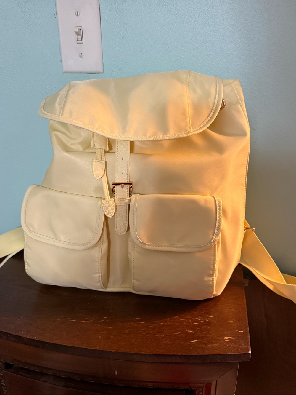 Year of Ours Cream Men's Backpack with Dual Front Pockets